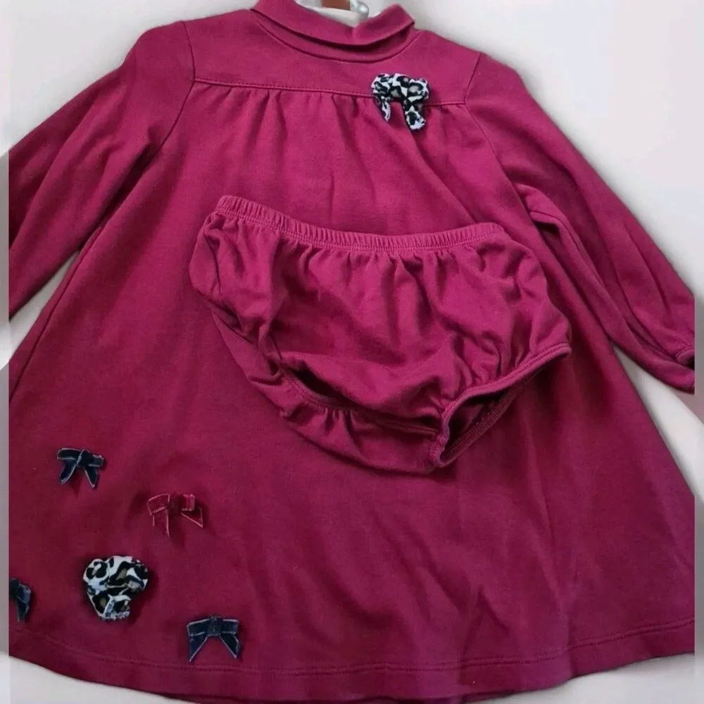 Gymboree Toddler Red Dress With Bows Matching  Underpants 18-24mo